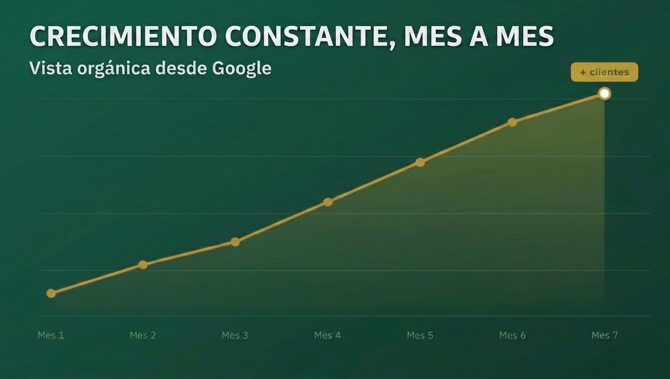 Gráfico de incremento de tráfico orgánico y clientes con estrategia SEO