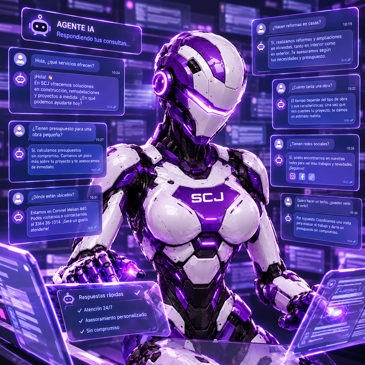Agente de inteligencia artificial respondiendo consultas automáticamente